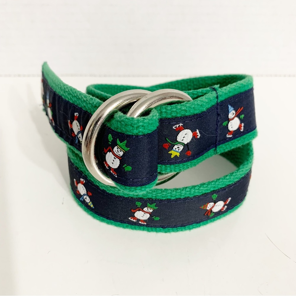 It’s a Cinch Whimsical Snowman Ribbon Webbed Belt w Silver Toned D Ring Closure